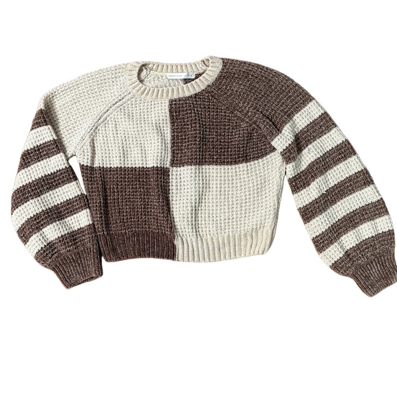 Altar'd State Sweaters - Altar'd State Two-Tone Brown Cream Sweater Soft Knit Cropped Size Small